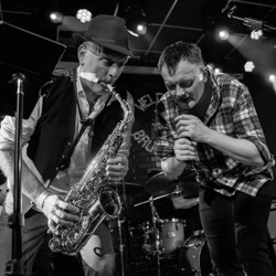 Bruce Springsteen tribute band performance with Darren 'The Boss' and Oly on saxophone at Brudenell Social Club, Leeds.